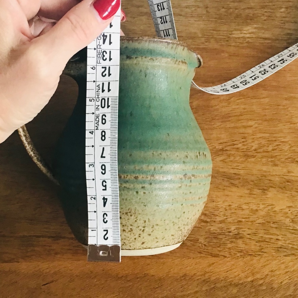 Decorative ceramic stoneware milk jug in green and brown tones - Picture 5 of 6